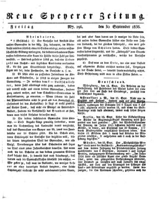 Neue Speyerer Zeitung Freitag 30. September 1836