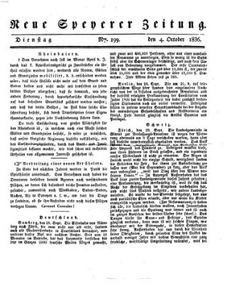 Neue Speyerer Zeitung Dienstag 4. Oktober 1836