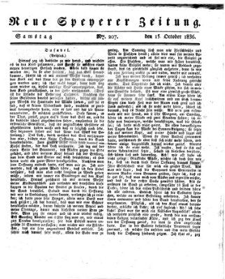 Neue Speyerer Zeitung Samstag 15. Oktober 1836