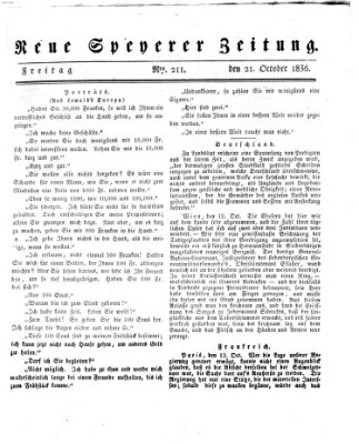 Neue Speyerer Zeitung Freitag 21. Oktober 1836