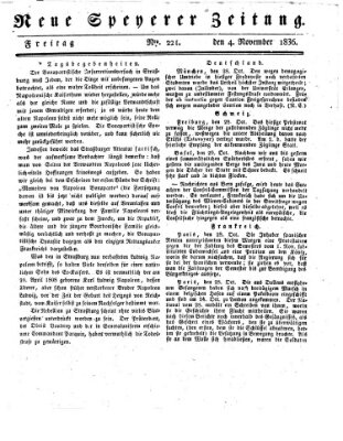 Neue Speyerer Zeitung Freitag 4. November 1836