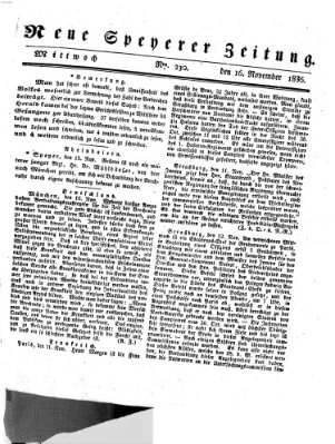 Neue Speyerer Zeitung Mittwoch 16. November 1836