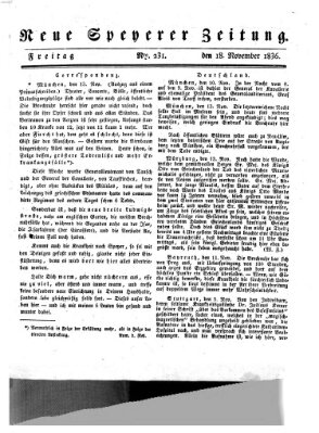 Neue Speyerer Zeitung Freitag 18. November 1836