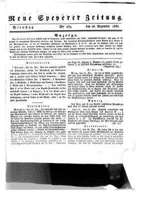 Neue Speyerer Zeitung Montag 26. Dezember 1836