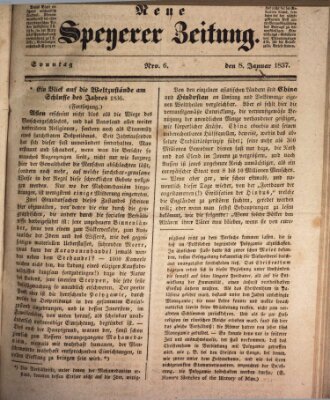 Neue Speyerer Zeitung Sonntag 8. Januar 1837