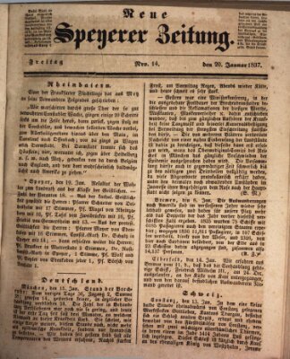 Neue Speyerer Zeitung Freitag 20. Januar 1837