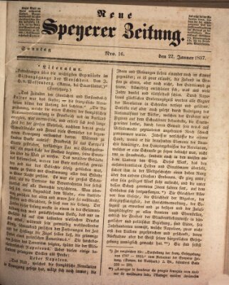 Neue Speyerer Zeitung Sonntag 22. Januar 1837