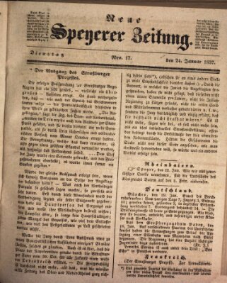 Neue Speyerer Zeitung Dienstag 24. Januar 1837