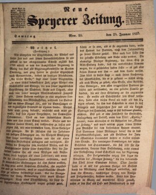 Neue Speyerer Zeitung Samstag 28. Januar 1837