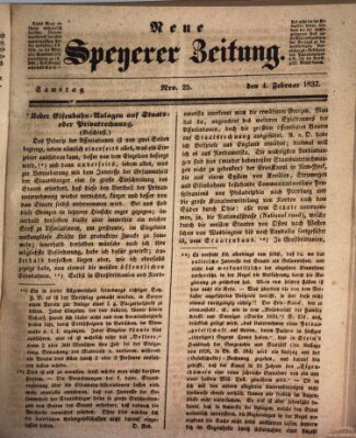 Neue Speyerer Zeitung Samstag 4. Februar 1837