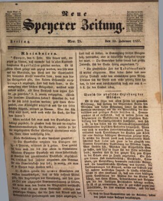 Neue Speyerer Zeitung Freitag 10. Februar 1837