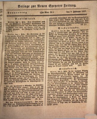 Neue Speyerer Zeitung Donnerstag 9. Februar 1837