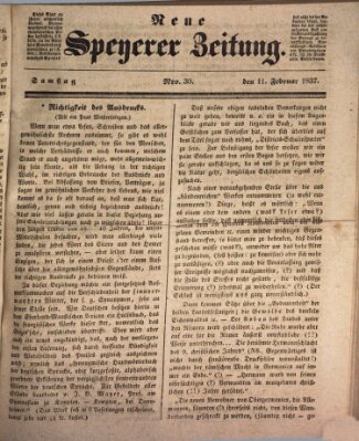 Neue Speyerer Zeitung Samstag 11. Februar 1837