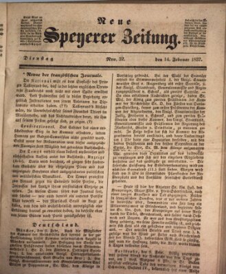 Neue Speyerer Zeitung Dienstag 14. Februar 1837