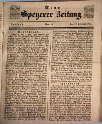 Neue Speyerer Zeitung Freitag 17. Februar 1837