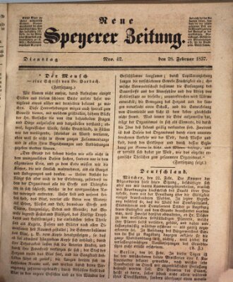 Neue Speyerer Zeitung Dienstag 28. Februar 1837