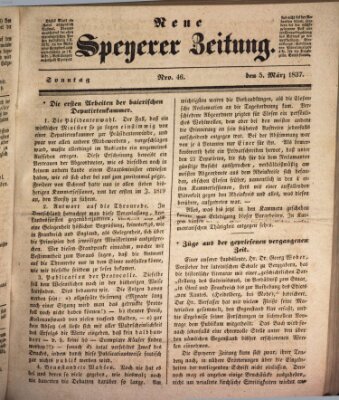 Neue Speyerer Zeitung Sonntag 5. März 1837