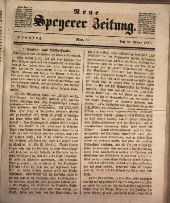 Neue Speyerer Zeitung Sonntag 19. März 1837