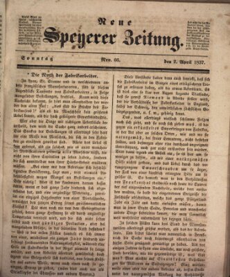 Neue Speyerer Zeitung Sonntag 2. April 1837