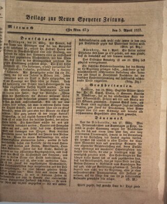 Neue Speyerer Zeitung Mittwoch 5. April 1837