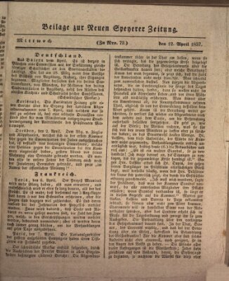 Neue Speyerer Zeitung Mittwoch 12. April 1837