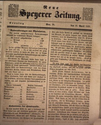 Neue Speyerer Zeitung Sonntag 16. April 1837