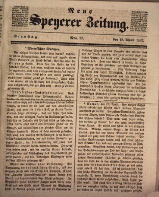 Neue Speyerer Zeitung Dienstag 18. April 1837