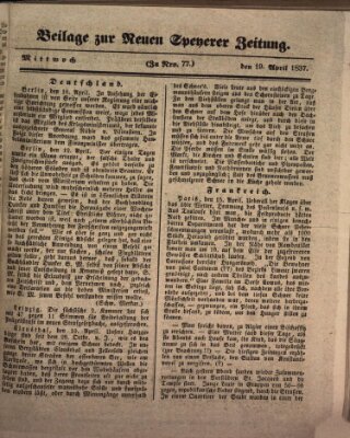 Neue Speyerer Zeitung Mittwoch 19. April 1837