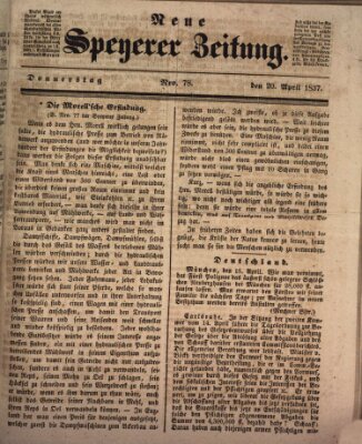 Neue Speyerer Zeitung Donnerstag 20. April 1837