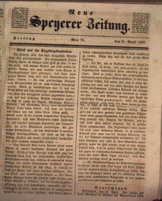 Neue Speyerer Zeitung Freitag 21. April 1837