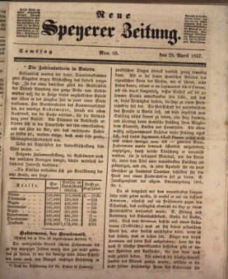 Neue Speyerer Zeitung Samstag 29. April 1837