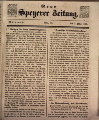 Neue Speyerer Zeitung Mittwoch 3. Mai 1837