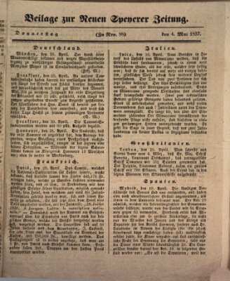 Neue Speyerer Zeitung Donnerstag 4. Mai 1837