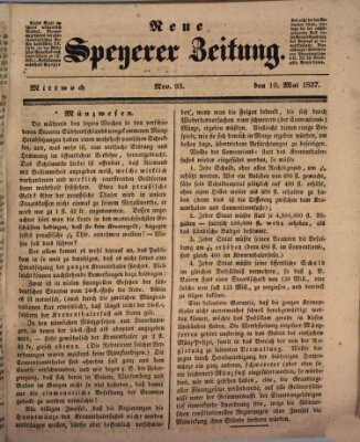 Neue Speyerer Zeitung Mittwoch 10. Mai 1837