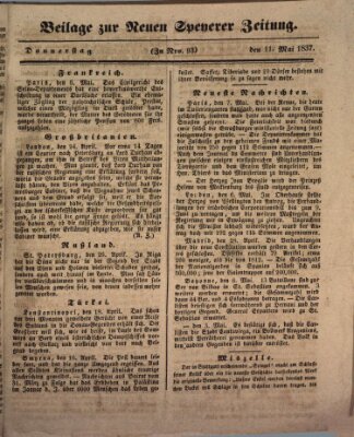 Neue Speyerer Zeitung Donnerstag 11. Mai 1837