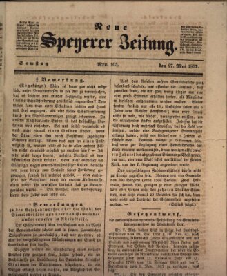 Neue Speyerer Zeitung Samstag 27. Mai 1837