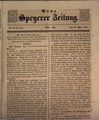 Neue Speyerer Zeitung Sonntag 28. Mai 1837