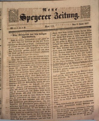 Neue Speyerer Zeitung Mittwoch 7. Juni 1837