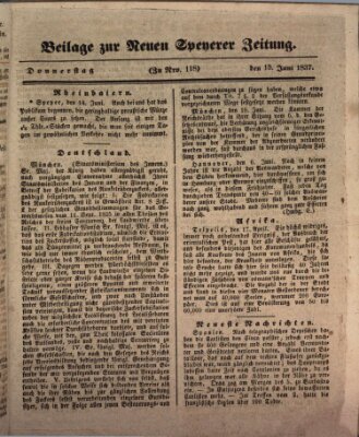 Neue Speyerer Zeitung Donnerstag 15. Juni 1837