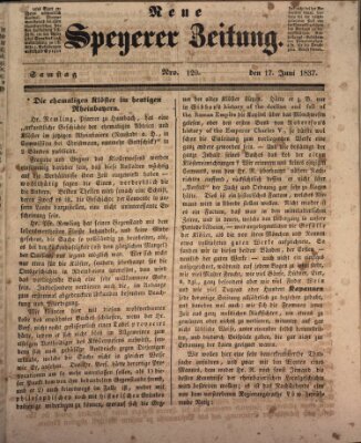 Neue Speyerer Zeitung Samstag 17. Juni 1837