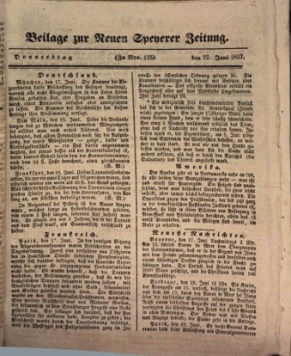 Neue Speyerer Zeitung Donnerstag 22. Juni 1837