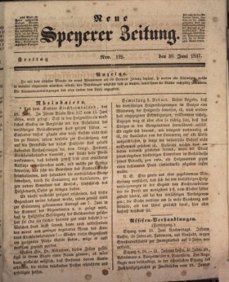 Neue Speyerer Zeitung Freitag 30. Juni 1837