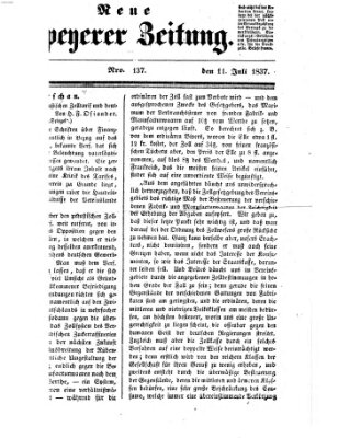 Neue Speyerer Zeitung Dienstag 11. Juli 1837