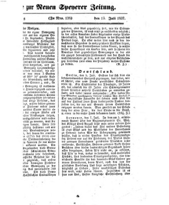 Neue Speyerer Zeitung Donnerstag 13. Juli 1837