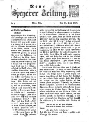 Neue Speyerer Zeitung Dienstag 18. Juli 1837