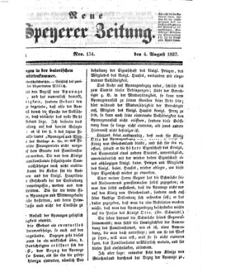 Neue Speyerer Zeitung Freitag 4. August 1837