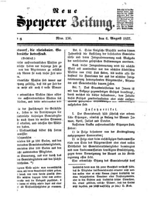 Neue Speyerer Zeitung Sonntag 6. August 1837