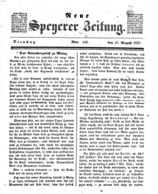 Neue Speyerer Zeitung Dienstag 15. August 1837