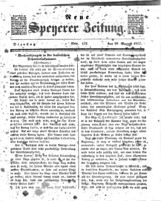 Neue Speyerer Zeitung Dienstag 29. August 1837