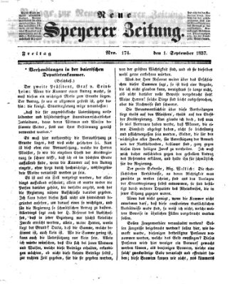 Neue Speyerer Zeitung Freitag 1. September 1837